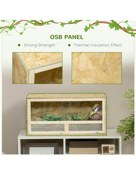 PawHut Reptile Terrarium Vivarium Habitat w/ Transparent Sliding Doors, Breathable Mesh, for Lizards, Horned Frogs, Snakes and C - pic 158977 | FastDaddyshop