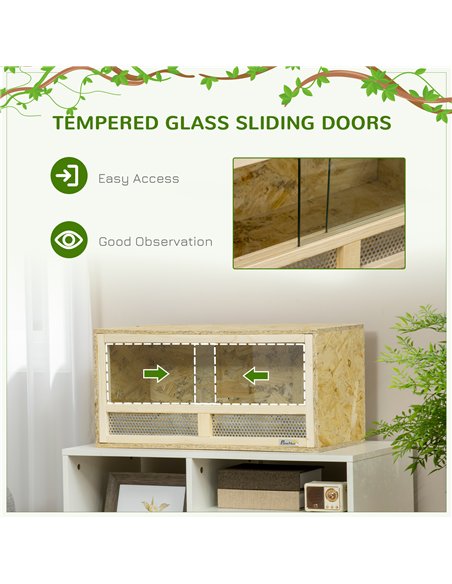 PawHut Reptile Terrarium Vivarium Habitat w/ Transparent Sliding Doors, Breathable Mesh, for Lizards, Horned Frogs, Snakes and C - pic 158978 | FastDaddyshop