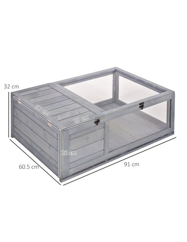 PawHut Tortoise House, Small Reptile Wooden House, with Mesh Roofs, Side Panels, for Turtles, Lizards, Geckos and Snakes