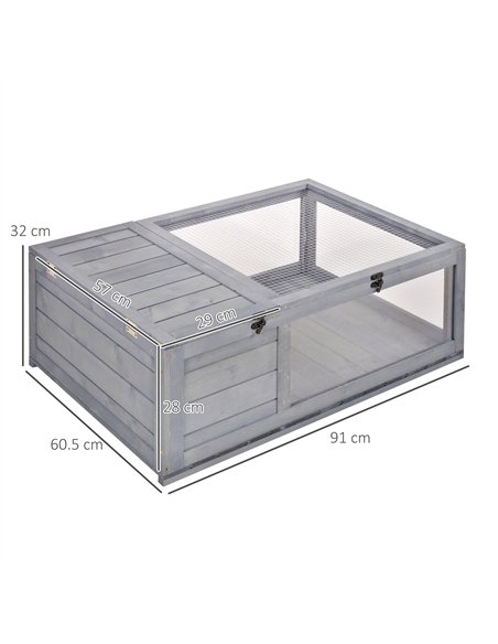 PawHut Tortoise House, Small Reptile Wooden House, with Mesh Roofs, Side Panels, for Turtles, Lizards, Geckos and Snakes - pic 158984 | FastDaddyshop