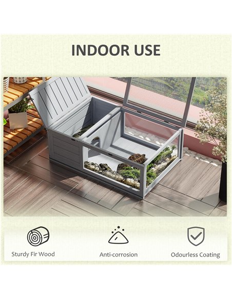 PawHut Tortoise House, Small Reptile Wooden House, with Mesh Roofs, Side Panels, for Turtles, Lizards, Geckos and Snakes - pic 158985 | FastDaddyshop
