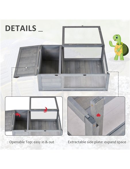 PawHut Tortoise House, Small Reptile Wooden House, with Mesh Roofs, Side Panels, for Turtles, Lizards, Geckos and Snakes - pic 158986 | FastDaddyshop