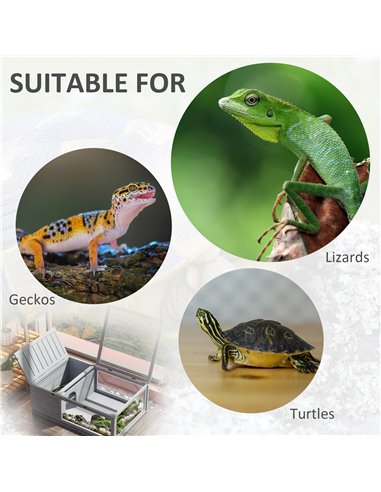 PawHut Tortoise House, Small Reptile Wooden House, with Mesh Roofs, Side Panels, for Turtles, Lizards, Geckos and Snakes