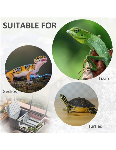 PawHut Tortoise House, Small Reptile Wooden House, with Mesh Roofs, Side Panels, for Turtles, Lizards, Geckos and Snakes - pic 158988 | FastDaddyshop