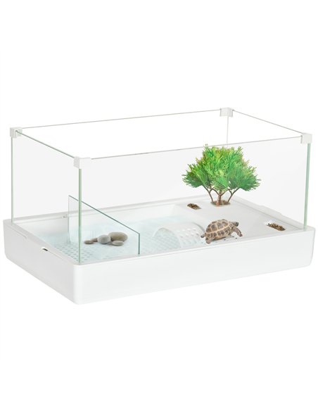 PawHut Turtle Tank, Aquarium Glass Tank w/ Basking Platform, Filter Layer - pic 158991 | FastDaddyshop