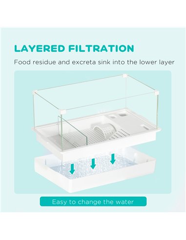 PawHut Turtle Tank, Aquarium Glass Tank w/ Basking Platform, Filter Layer