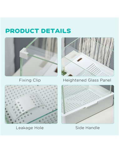 PawHut Turtle Tank, Aquarium Glass Tank w/ Basking Platform, Filter Layer