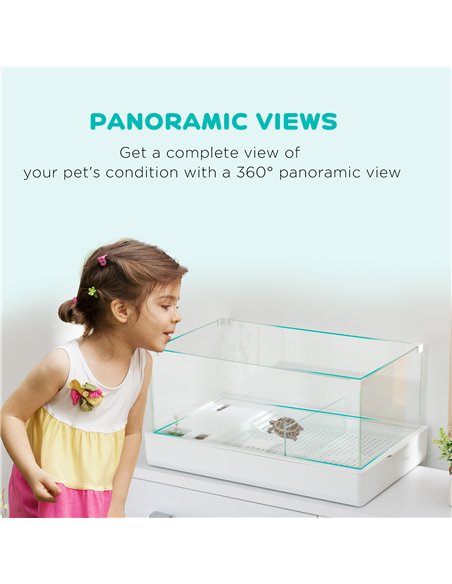 PawHut Turtle Tank, Aquarium Glass Tank w/ Basking Platform, Filter Layer - pic 158997 | FastDaddyshop