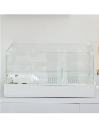 PawHut Turtle Tank, Aquarium Glass Tank w/ Basking Platform, Filter Layer