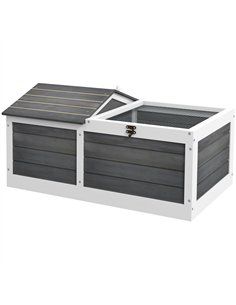 PawHut Wooden Tortoise House, Small Pet Reptile Shelter, with Hide Den and Run - Grey