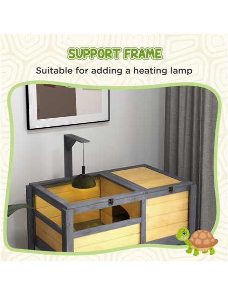 PawHut Wooden Tortoise House, with Shelter, Run, Shelf, Lamp Holder, Tray - pic 159013 | FastDaddyshop