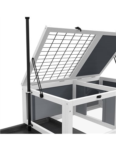 PawHut Tortoise Table with Adjustable Lamp Holder, Wooden Tortoise House w/ Openable Lids, Pull-Out Trays - Grey
