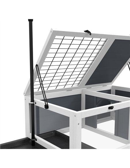 PawHut Tortoise Table with Adjustable Lamp Holder, Wooden Tortoise House w/ Openable Lids, Pull-Out Trays - Grey - pic 159026 | FastDaddyshop