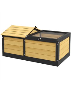 PawHut Wooden Tortoise House, Small Pet Reptile Shelter, with Hide Den and Run - Yellow