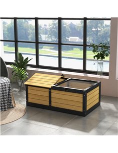 PawHut Wooden Tortoise House, Small Pet Reptile Shelter, with Hide Den and Run - Yellow 2