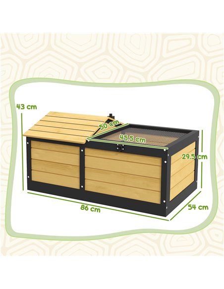PawHut Wooden Tortoise House, Small Pet Reptile Shelter, with Hide Den and Run - Yellow - pic 159029 | FastDaddyshop