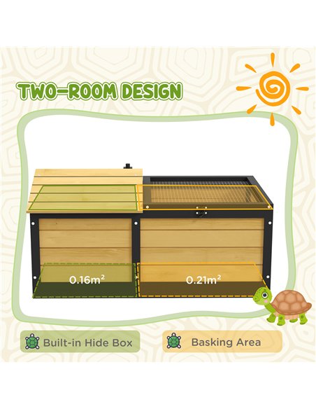 PawHut Wooden Tortoise House, Small Pet Reptile Shelter, with Hide Den and Run - Yellow - pic 159030 | FastDaddyshop