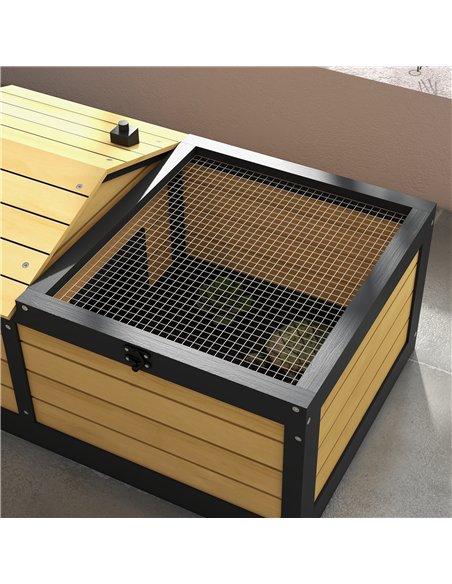 PawHut Wooden Tortoise House, Small Pet Reptile Shelter, with Hide Den and Run - Yellow - pic 159035 | FastDaddyshop