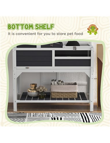 PawHut Wooden Tortoise Enclosure, Tortoise Tank w/ Adjustable Lamp Holder, Openable Lid, Removable Main House - Grey