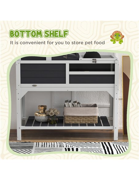 PawHut Wooden Tortoise Enclosure, Tortoise Tank w/ Adjustable Lamp Holder, Openable Lid, Removable Main House - Grey - pic 159051 | FastDaddyshop