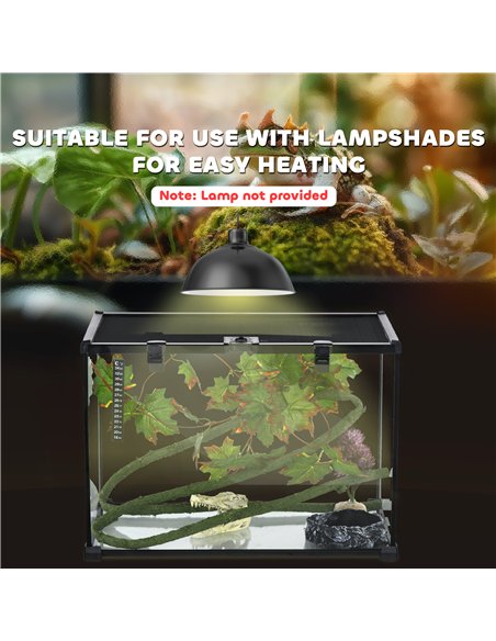 PawHut Glass Reptile Terrarium with Decor Kit, Breeding Tank with Thermometer for Small Animals, 50 x 30 x 35cm, Heated - Black - pic 159062 | FastDaddyshop