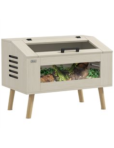 PawHut 111L Vivarium for Snakes, Lizards, Horned Frogs, Chameleons, Hamsters, Gerbils with Tempered Glass Windows