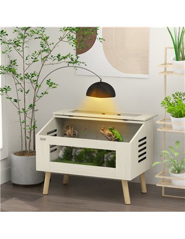 PawHut 111L Vivarium for Snakes, Lizards, Horned Frogs, Chameleons, Hamsters, Gerbils with Tempered Glass Windows