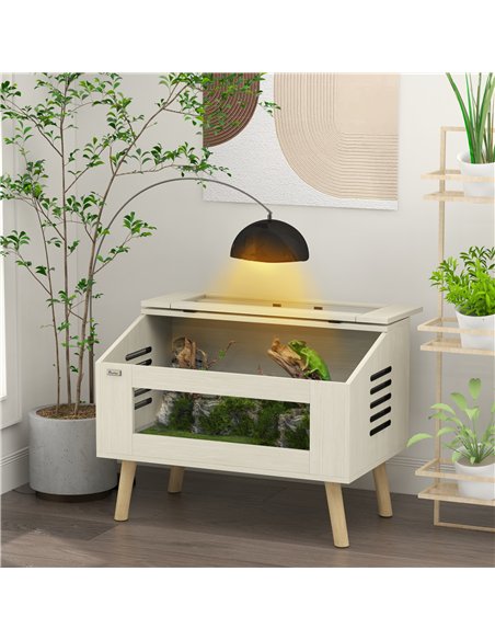 PawHut 111L Vivarium for Snakes, Lizards, Horned Frogs, Chameleons, Hamsters, Gerbils with Tempered Glass Windows - pic 159064 | FastDaddyshop
