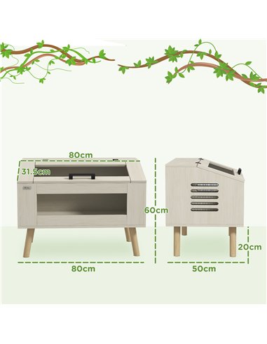 PawHut 111L Vivarium for Snakes, Lizards, Horned Frogs, Chameleons, Hamsters, Gerbils with Tempered Glass Windows