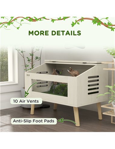 PawHut 111L Vivarium for Snakes, Lizards, Horned Frogs, Chameleons, Hamsters, Gerbils with Tempered Glass Windows