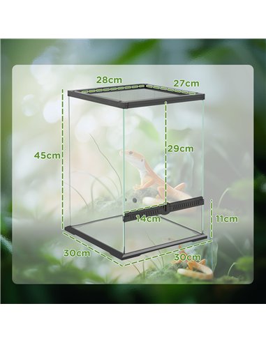 PawHut 40L Vivarium for Lizards, Frogs, Snakes, Turtles, Tortoises w/ Anti-Escape Design, Ventilation