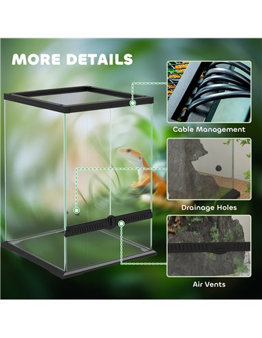 PawHut 40L Vivarium for Lizards, Frogs, Snakes, Turtles, Tortoises w/ Anti-Escape Design, Ventilation
