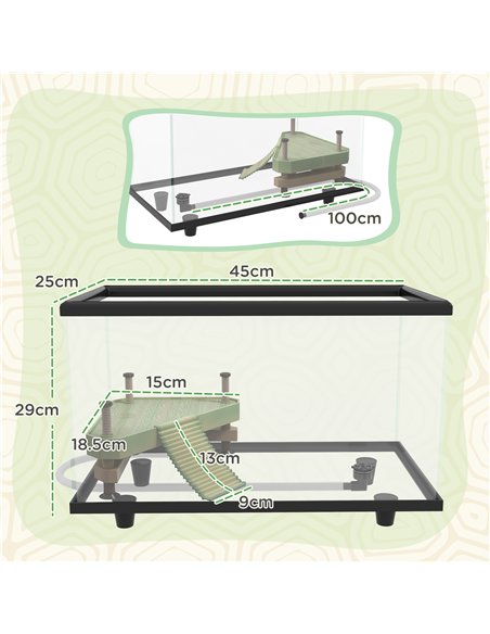 PawHut 28L Glass Turtle Tank Aquarium with Basking Platform, Easy Drainage, Strip Patch Thermometer - pic 159083 | FastDaddyshop