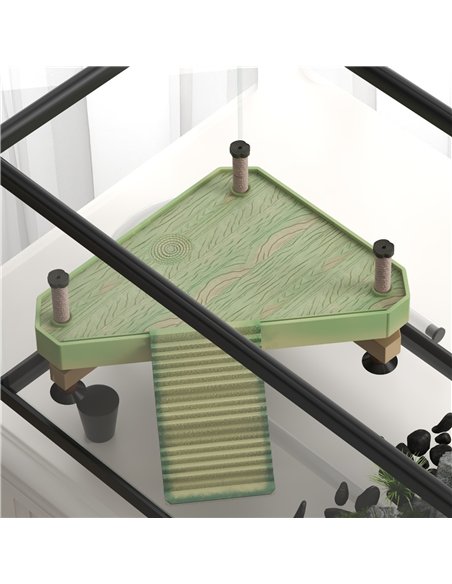 PawHut 28L Glass Turtle Tank Aquarium with Basking Platform, Easy Drainage, Strip Patch Thermometer - pic 159088 | FastDaddyshop