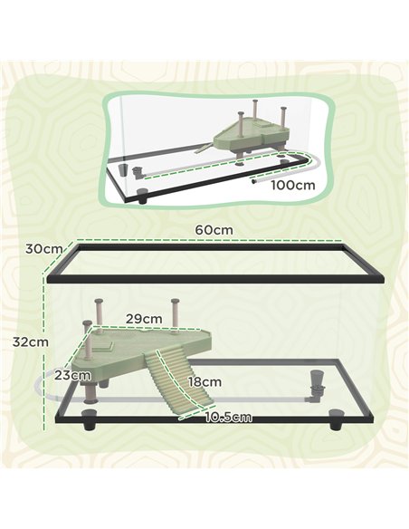 PawHut 50L Glass Turtle Tank Aquarium with Basking Platform, Easy Drainage, Strip Patch Thermometer - pic 159092 | FastDaddyshop