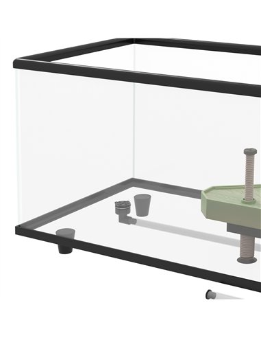 PawHut 50L Glass Turtle Tank Aquarium with Basking Platform, Easy Drainage, Strip Patch Thermometer
