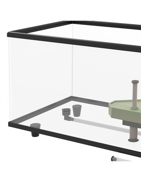 PawHut 50L Glass Turtle Tank Aquarium with Basking Platform, Easy Drainage, Strip Patch Thermometer - pic 159098 | FastDaddyshop