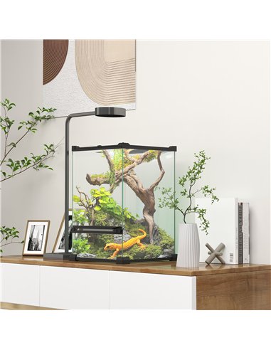 PawHut 12L Vivarium for Lizards, Frogs, Snakes, Turtles, Tortoises w/ Anti-Escape Design, Ventilation