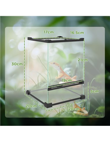PawHut 12L Vivarium for Lizards, Frogs, Snakes, Turtles, Tortoises w/ Anti-Escape Design, Ventilation