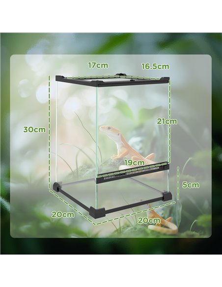 PawHut 12L Vivarium for Lizards, Frogs, Snakes, Turtles, Tortoises w/ Anti-Escape Design, Ventilation - pic 159101 | FastDaddyshop