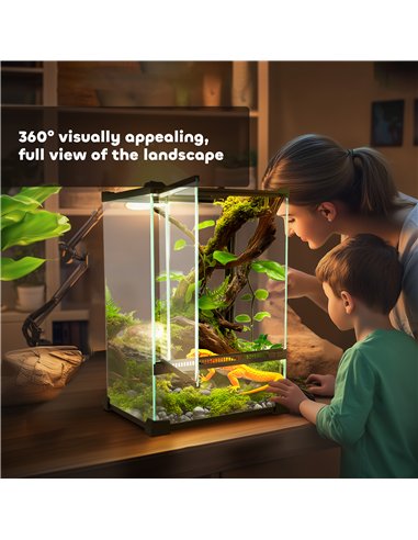 PawHut 12L Vivarium for Lizards, Frogs, Snakes, Turtles, Tortoises w/ Anti-Escape Design, Ventilation