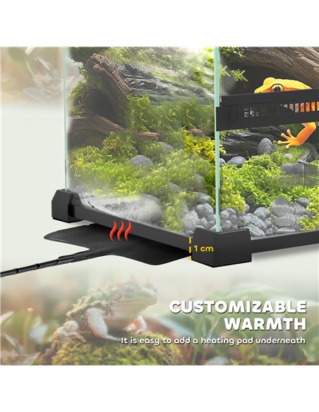 PawHut 12L Vivarium for Lizards, Frogs, Snakes, Turtles, Tortoises w/ Anti-Escape Design, Ventilation - pic 159105 | FastDaddyshop