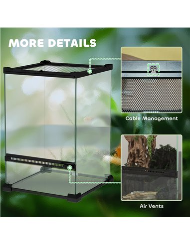 PawHut 12L Vivarium for Lizards, Frogs, Snakes, Turtles, Tortoises w/ Anti-Escape Design, Ventilation