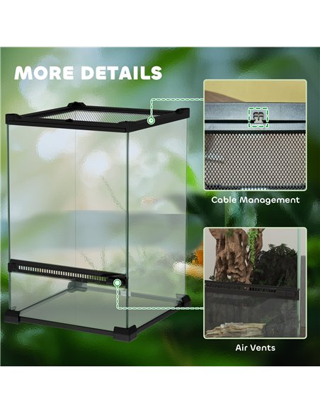 PawHut 12L Vivarium for Lizards, Frogs, Snakes, Turtles, Tortoises w/ Anti-Escape Design, Ventilation - pic 159106 | FastDaddyshop