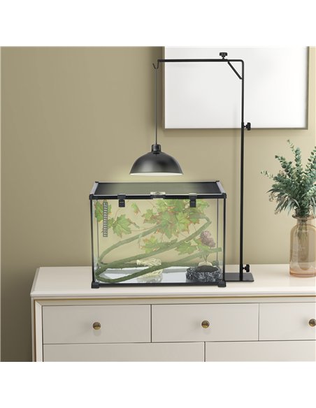 PawHut 86-129Hcm Adjustable Height and Length Reptile Lamp Stand Holder with Hook Hanging, Base - Black - pic 159109 | FastDaddyshop