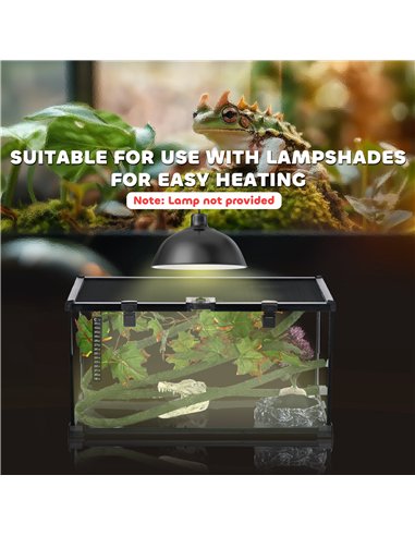 PawHut Glass Reptile Terrarium with Decor Kit, Breeding Tank with Thermometer for Small Animals, 50 x 30 x 25cm, Heated - Black