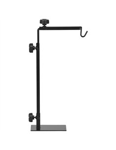 PawHut Adjustable Height and Length Reptile Lamp Stand Holder with Hook Hanging, Base - Black