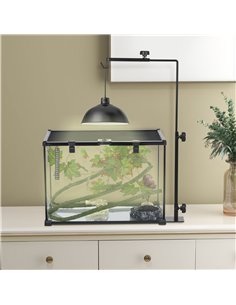 PawHut Adjustable Height and Length Reptile Lamp Stand Holder with Hook Hanging, Base - Black 2