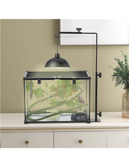 PawHut Adjustable Height and Length Reptile Lamp Stand Holder with Hook Hanging, Base - Black - pic 159127 | FastDaddyshop