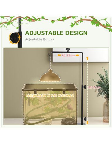 PawHut Adjustable Height and Length Reptile Lamp Stand Holder with Hook Hanging, Base - Black